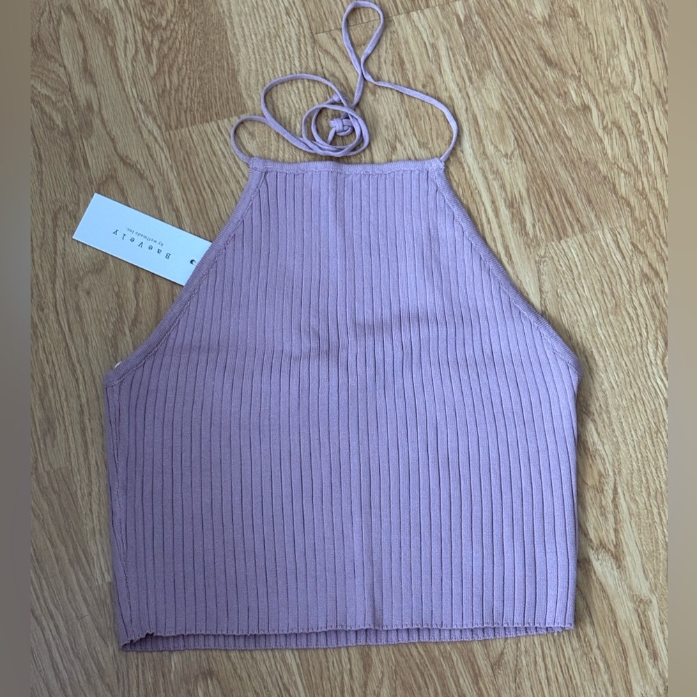 NWT Pink Ribbed Halter Top
